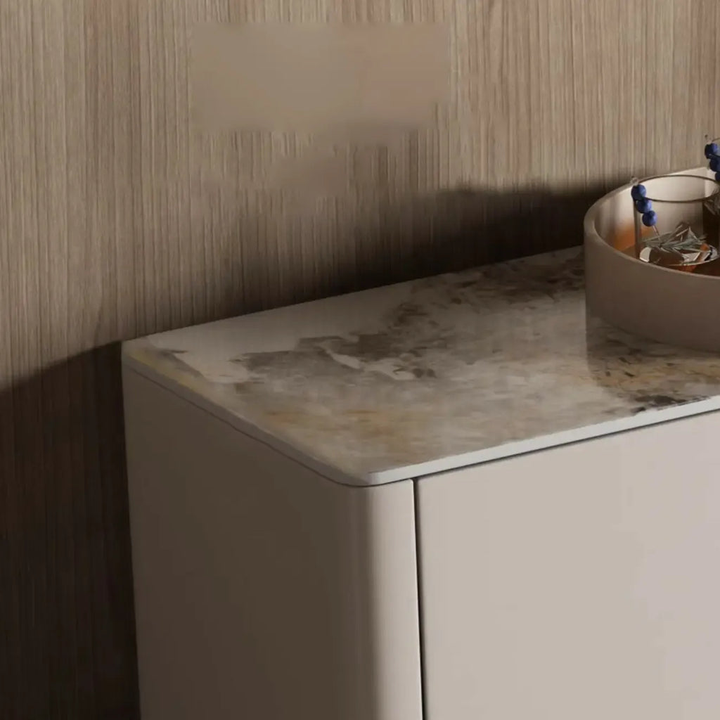 Buffet glamour en bois blanc et noir avec rangement