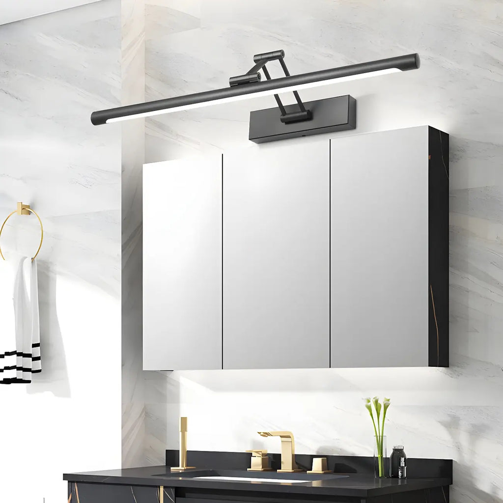 Applique murale minimaliste LED noire tubulaire avec bras articulé