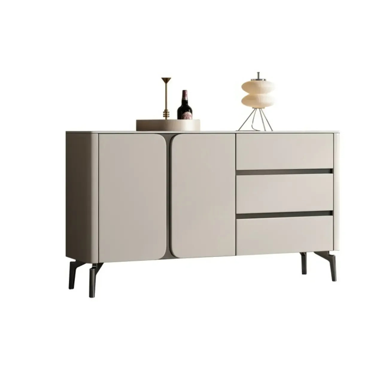Buffet glamour en bois blanc et noir avec rangement