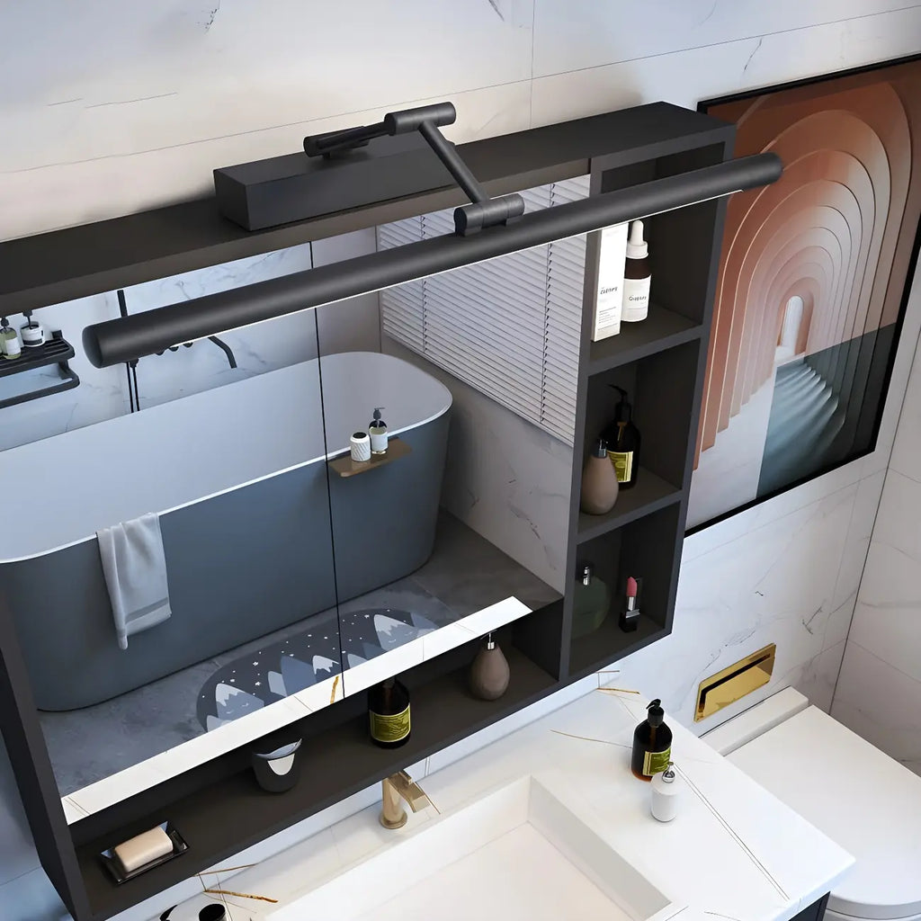 Applique murale minimaliste LED noire tubulaire avec bras articulé
