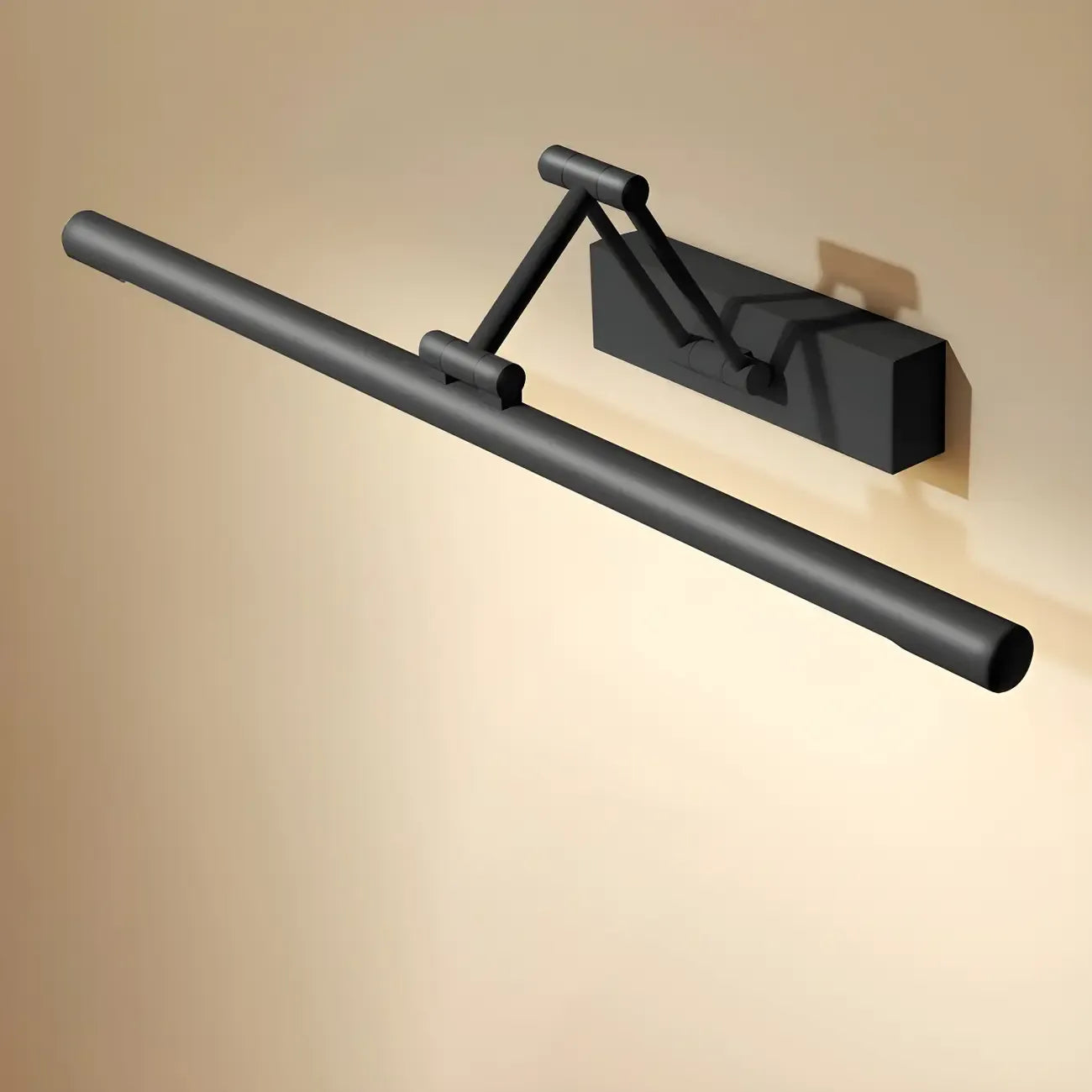 Applique murale minimaliste LED noire tubulaire avec bras articulé