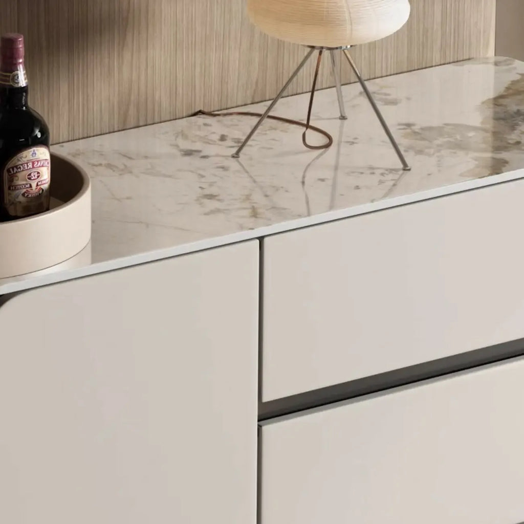 Buffet glamour en bois blanc et noir avec rangement
