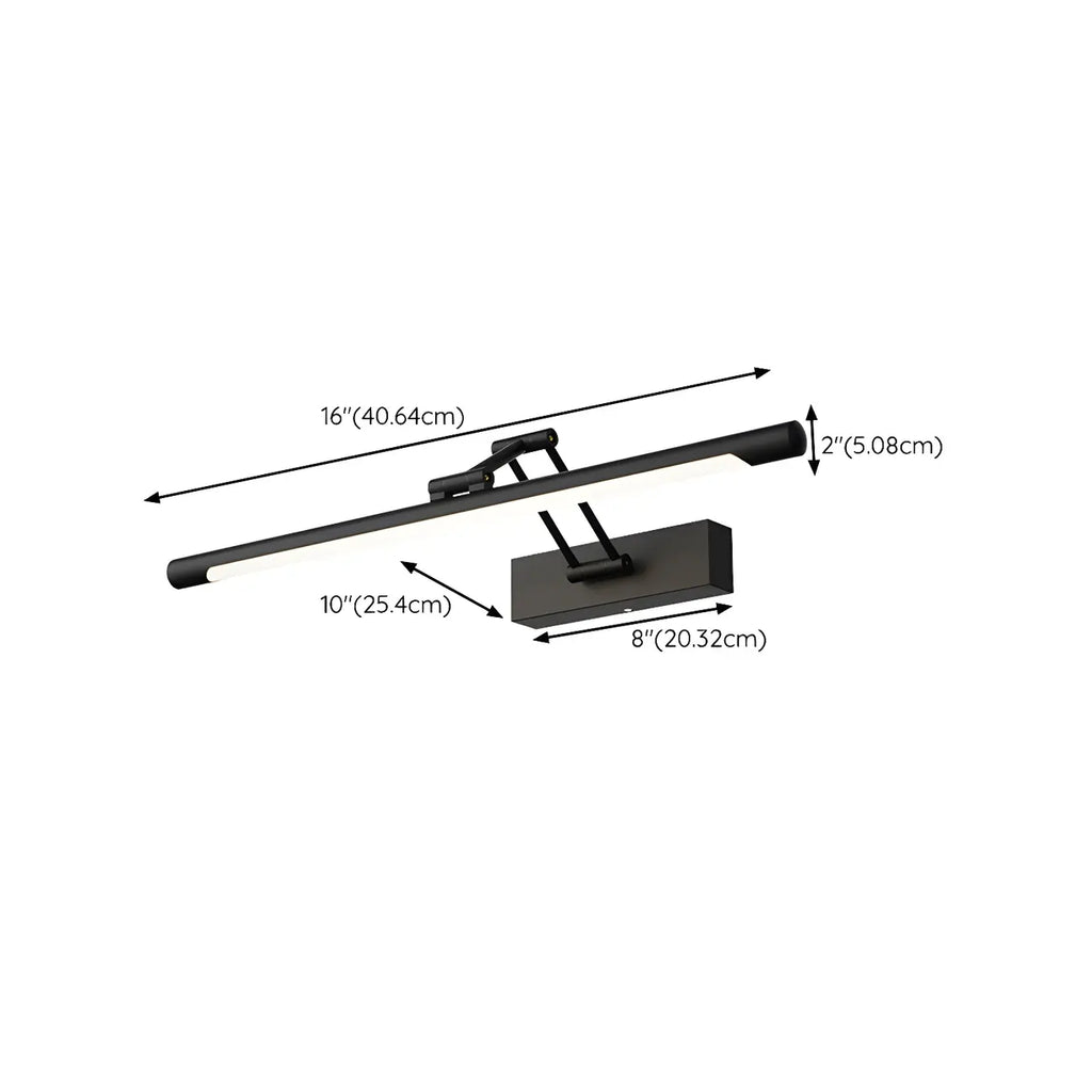 Applique murale minimaliste LED noire tubulaire avec bras articulé