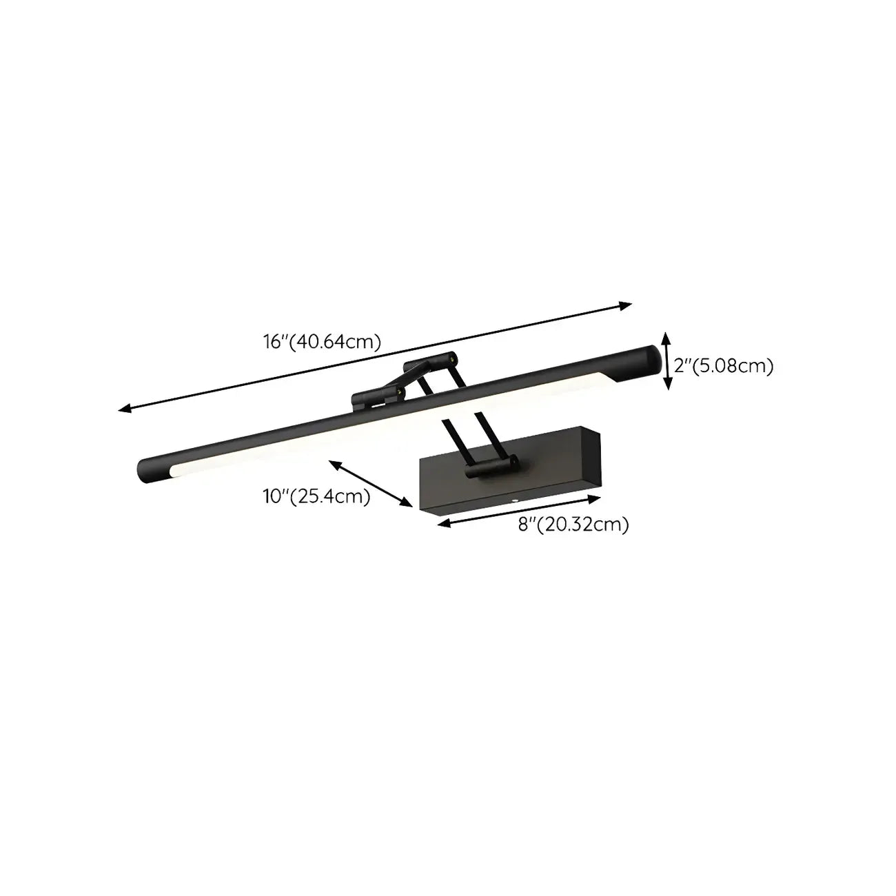 Applique murale minimaliste LED noire tubulaire avec bras articulé