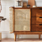 Buffet indépendant en rotin marron avec rangement