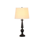 Lampe de table géométrique noire avec abat-jour en tissu pour chambre à coucher