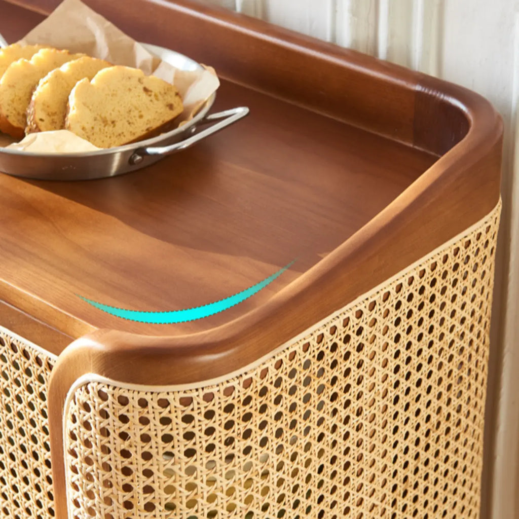 Buffet indépendant en rotin marron avec rangement