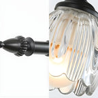 Applique murale élégante à 3 têtes en métal noir avec globe en cristal