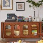 Buffet moderne en bois brun avec étagères réglables