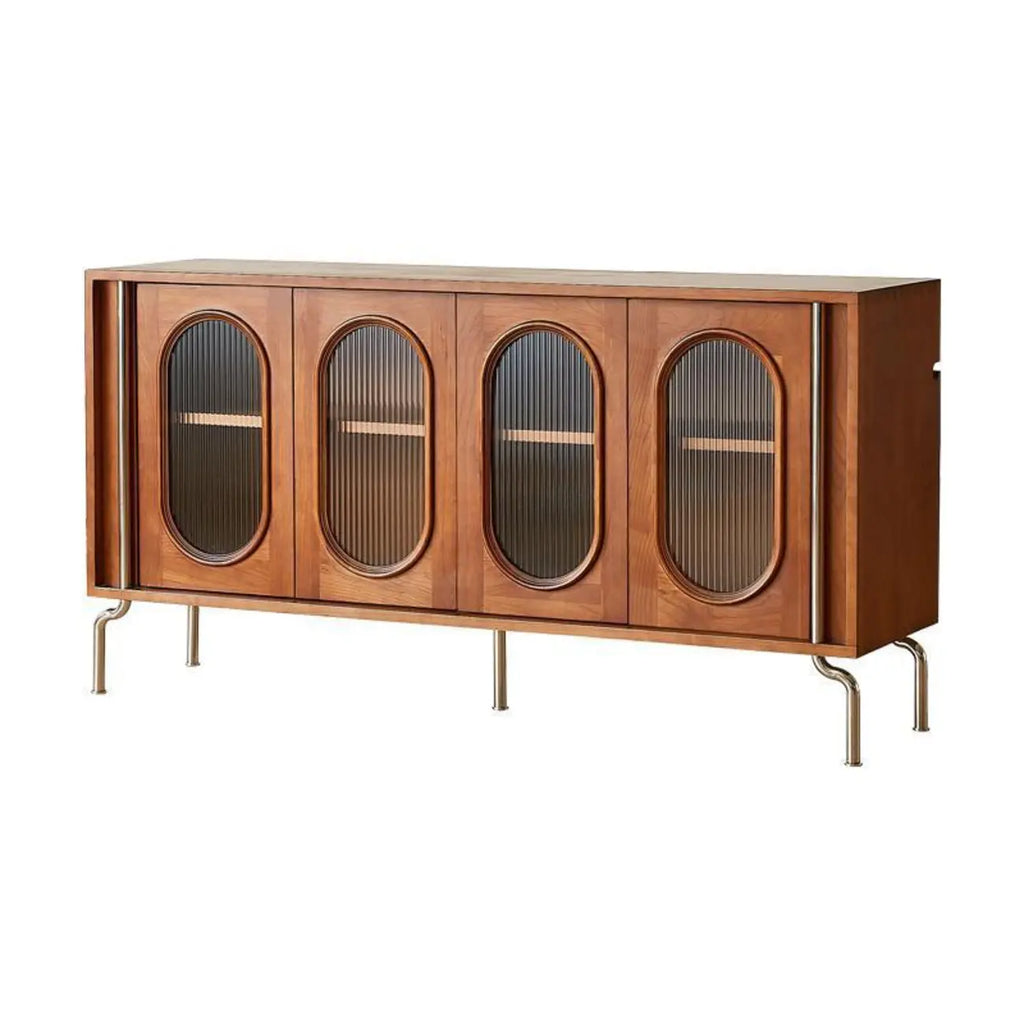 Buffet moderne en bois brun avec étagères réglables