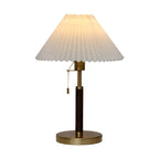 Lampe de table élégante en tissu plissé avec chaînette pour chambre à coucher