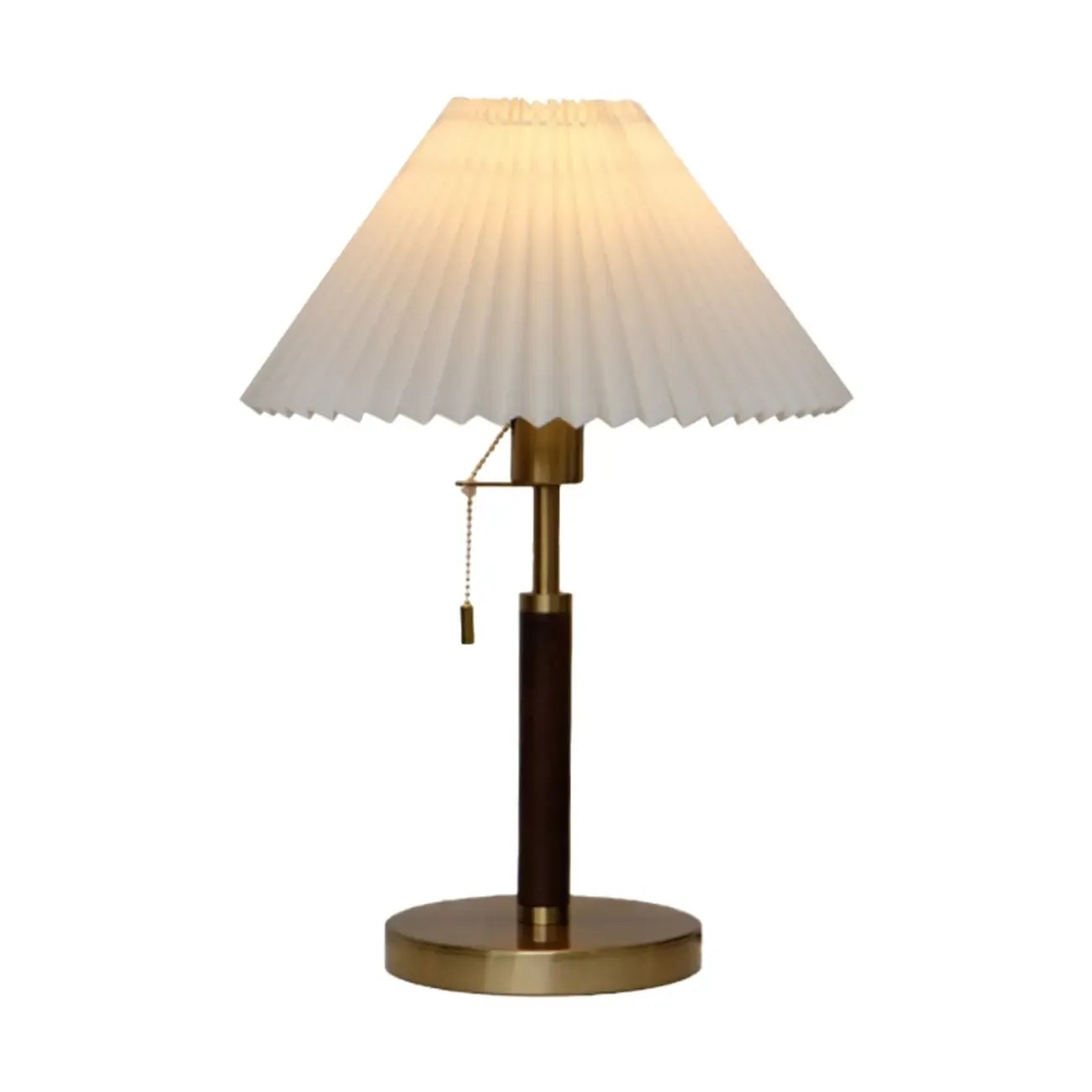 Lampe de table élégante en tissu plissé avec chaînette pour chambre à coucher