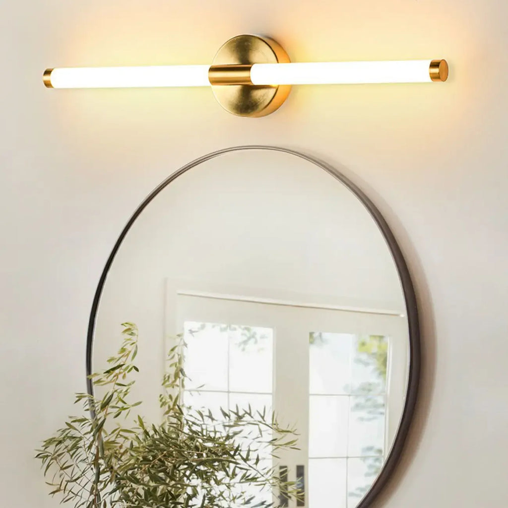 Applique murale moderne en métal tubulaire doré à LED pour chambre à coucher