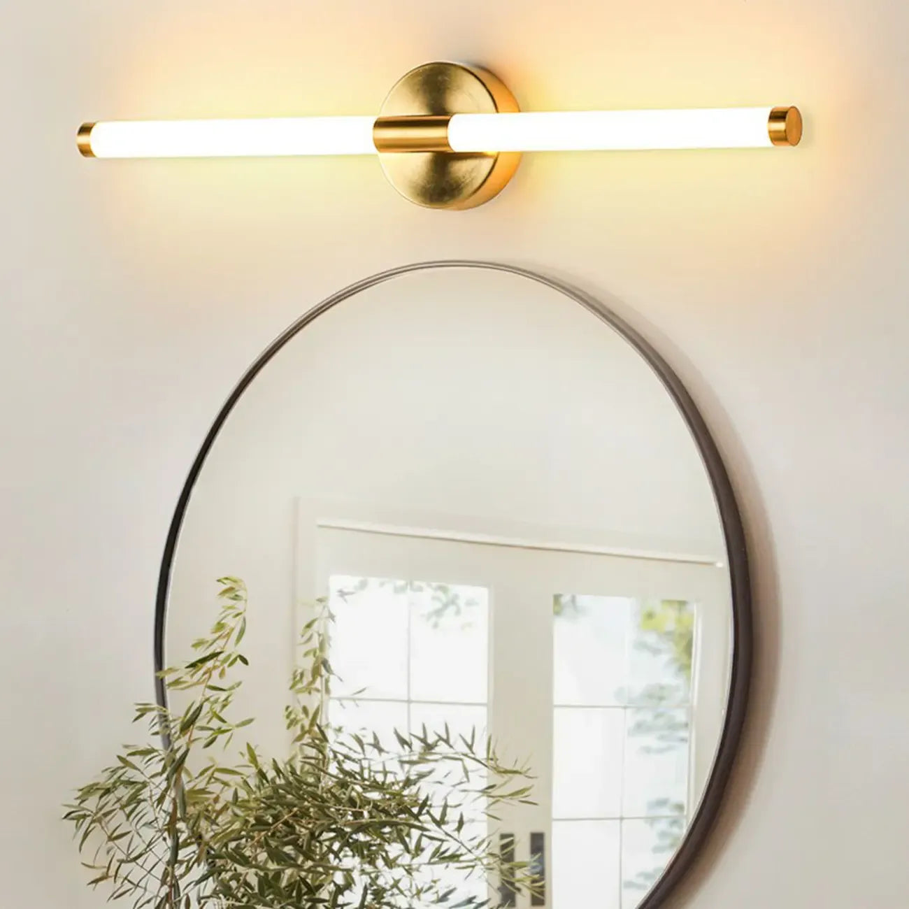 Applique murale moderne en métal tubulaire doré à LED pour chambre à coucher