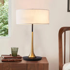 Lampe de table moderne géométrique en tissu, à brancher, pour chambre à coucher
