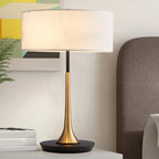 Lampe de table moderne géométrique en tissu, à brancher, pour chambre à coucher