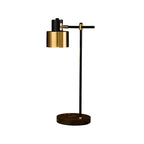 Lampe de table contemporaine en métal noir avec œil protecteur