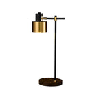 Lampe de table contemporaine en métal noir avec œil protecteur
