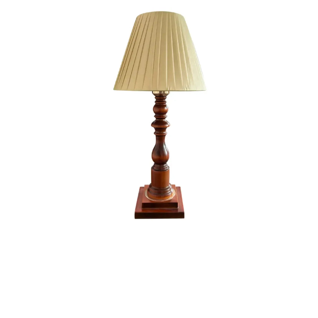 Lampe de chevet moderne et élégante avec base en bois et tissu