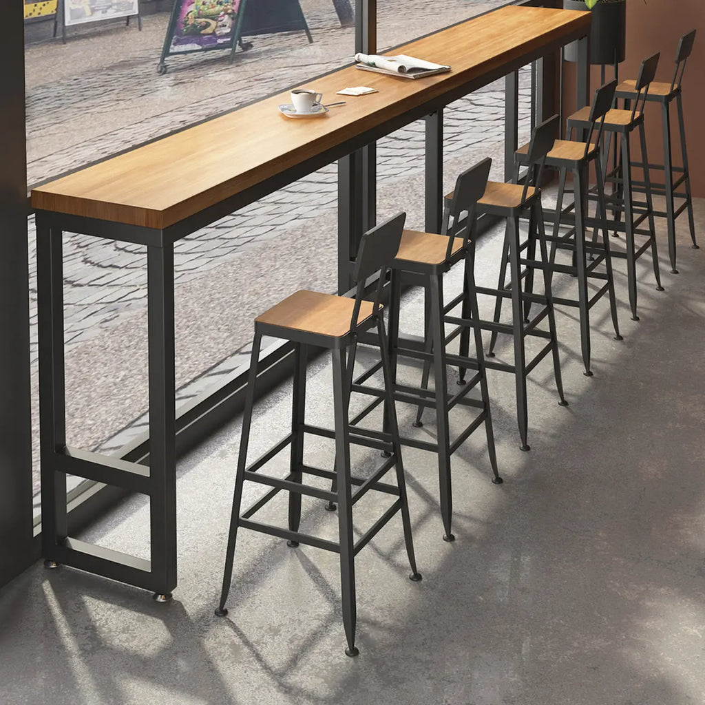 Ensemble de bar industriel en bois massif avec pieds en métal