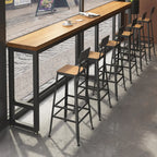 Ensemble de bar industriel en bois massif avec pieds en métal