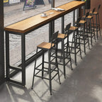 Ensemble de bar industriel en bois massif avec pieds en métal