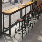 Ensemble de bar industriel en bois massif avec pieds en métal