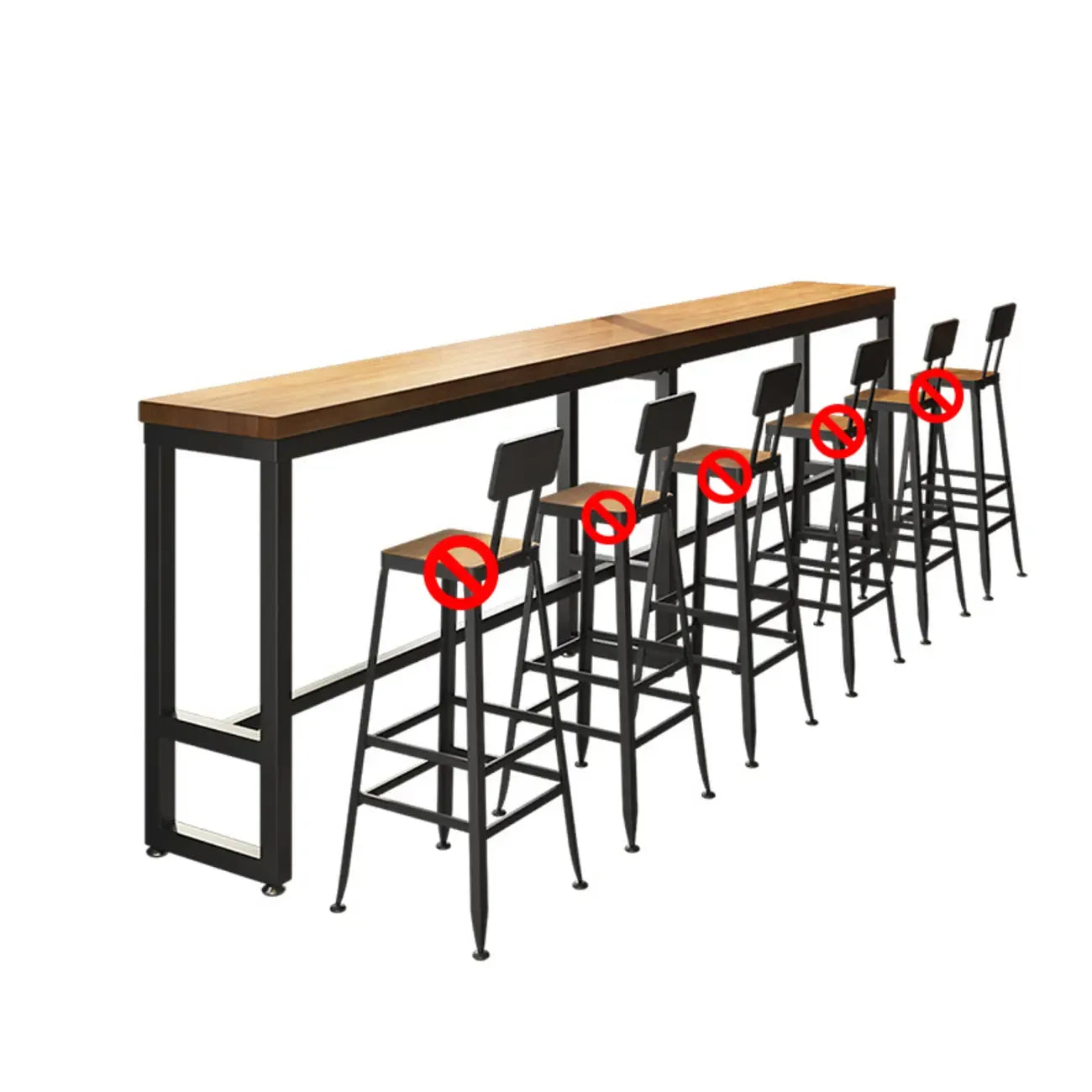 Ensemble de bar industriel en bois massif avec pieds en métal