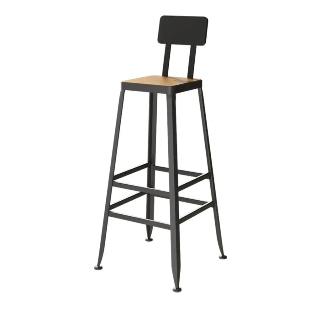 Ensemble de bar industriel en bois massif avec pieds en métal