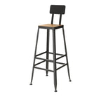 Ensemble de bar industriel en bois massif avec pieds en métal