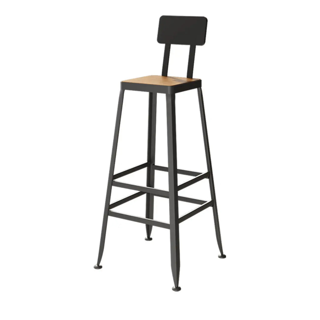 Ensemble de bar industriel en bois massif avec pieds en métal