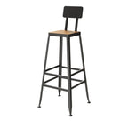 Ensemble de bar industriel en bois massif avec pieds en métal