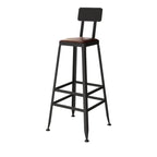 Ensemble de bar industriel en bois massif avec pieds en métal