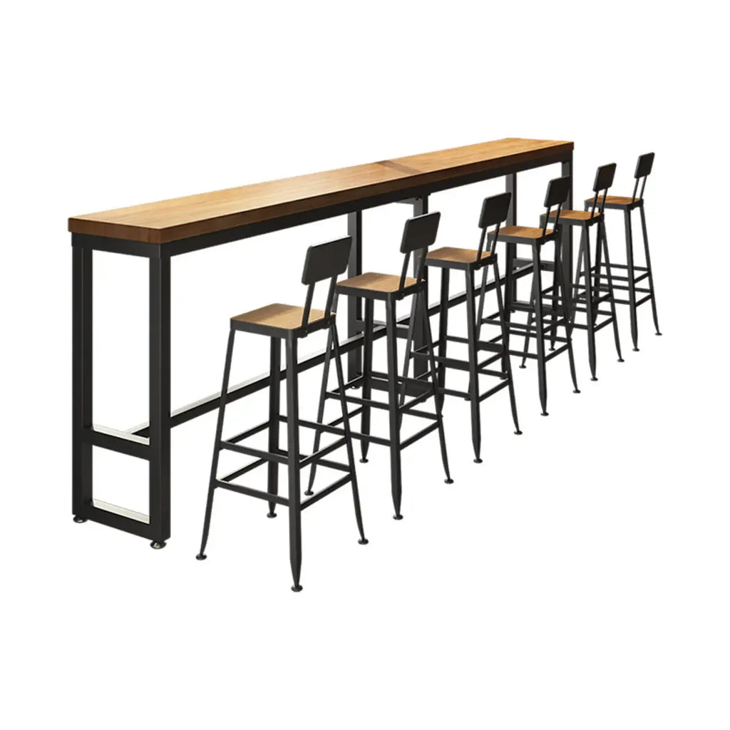 Ensemble de bar industriel en bois massif avec pieds en métal