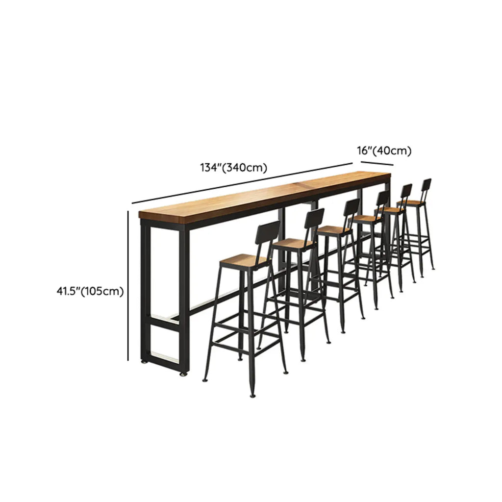 Ensemble de bar industriel en bois massif avec pieds en métal