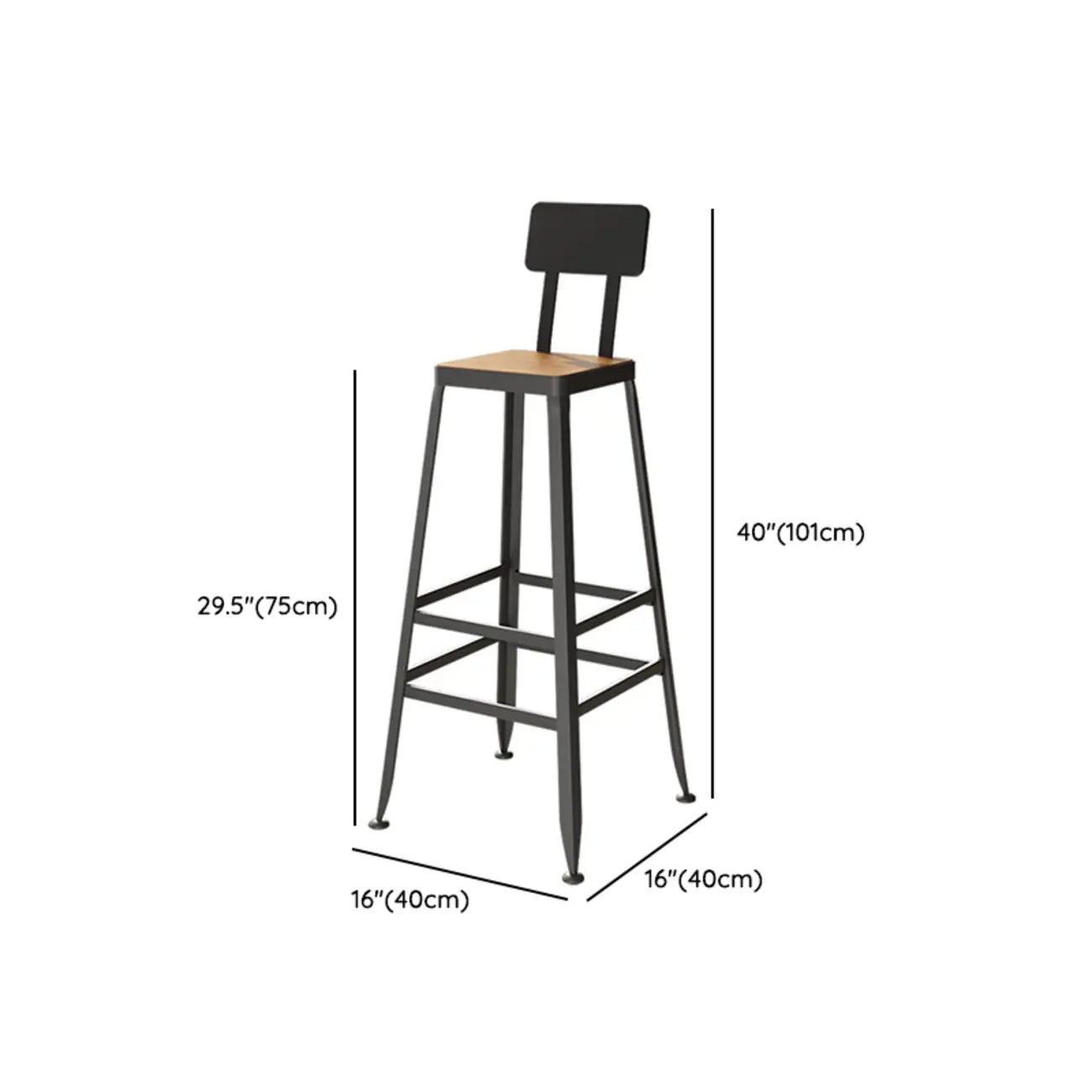 Ensemble de bar industriel en bois massif avec pieds en métal