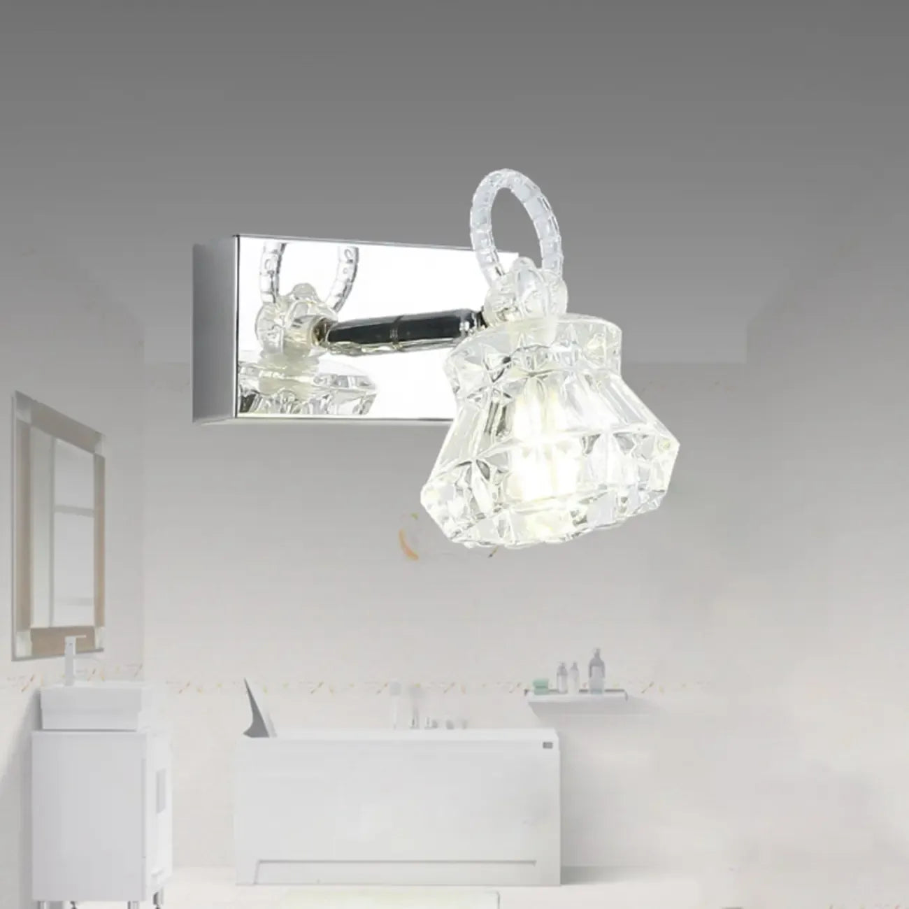 Applique murale de luxe argentée à 3 têtes avec verre transparent pour salle de bain