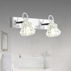 Applique murale de luxe argentée à 3 têtes avec verre transparent pour salle de bain