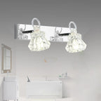 Applique murale de luxe argentée à 3 têtes avec verre transparent pour salle de bain