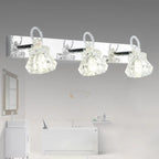Applique murale de luxe argentée à 3 têtes avec verre transparent pour salle de bain