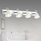 Applique murale de luxe argentée à 3 têtes avec verre transparent pour salle de bain
