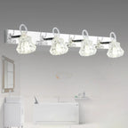 Applique murale de luxe argentée à 3 têtes avec verre transparent pour salle de bain