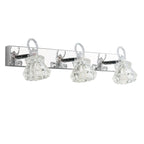 Applique murale de luxe argentée à 3 têtes avec verre transparent pour salle de bain