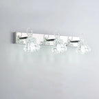 Applique murale de luxe argentée à 3 têtes avec verre transparent pour salle de bain