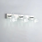Applique murale de luxe argentée à 3 têtes avec verre transparent pour salle de bain
