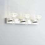 Applique murale de luxe argentée à 3 têtes avec verre transparent pour salle de bain