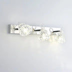 Applique murale de luxe argentée à 3 têtes avec verre transparent pour salle de bain