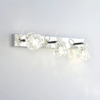 Applique murale de luxe argentée à 3 têtes avec verre transparent pour salle de bain