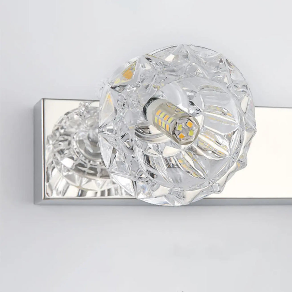Applique murale de luxe argentée à 3 têtes avec verre transparent pour salle de bain