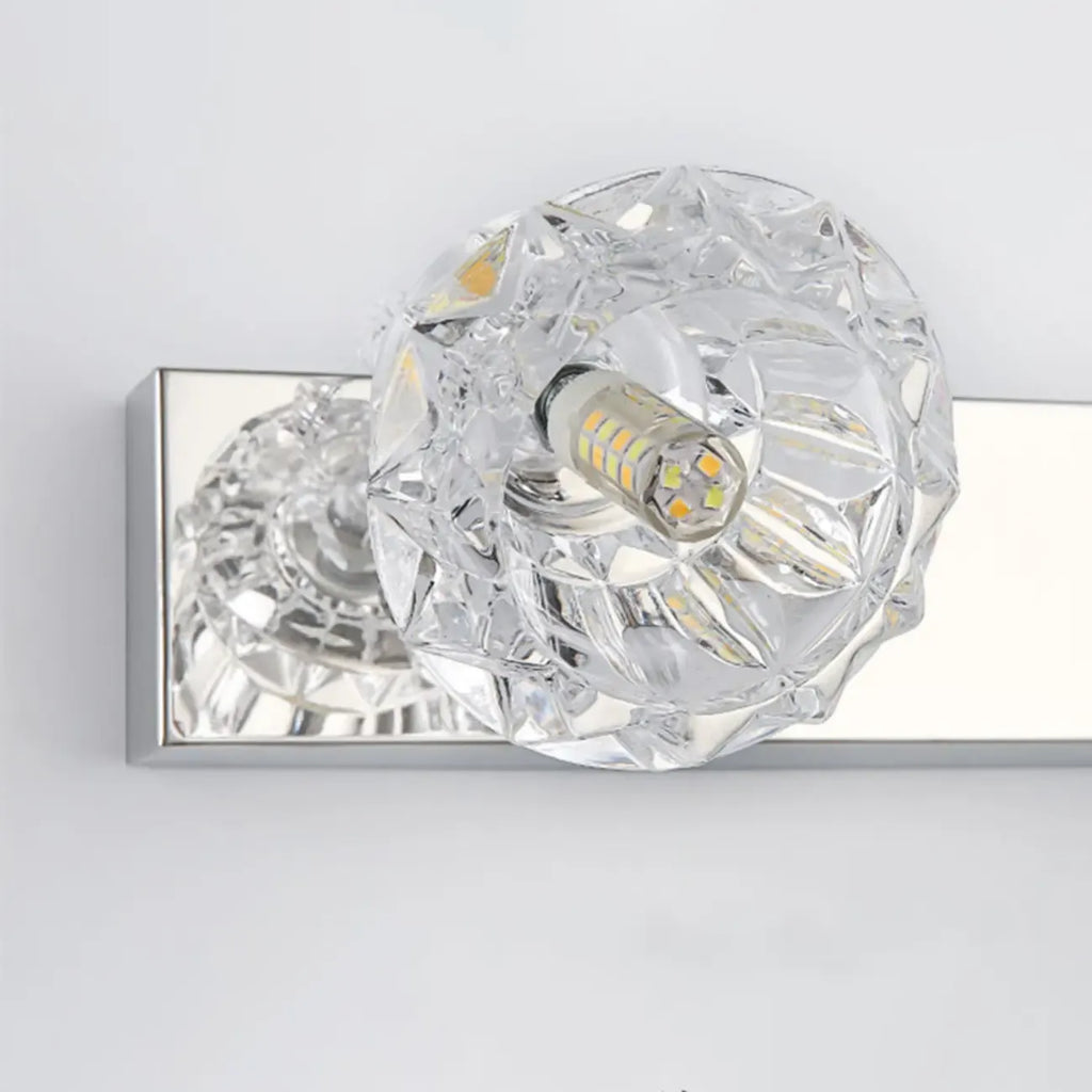 Applique murale de luxe argentée à 3 têtes avec verre transparent pour salle de bain